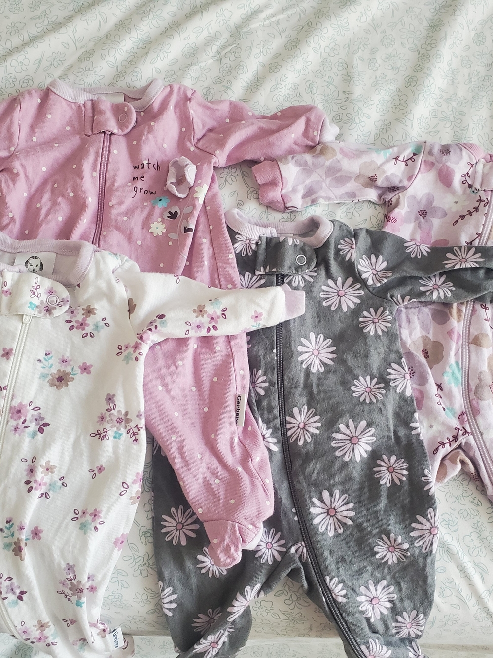 4-Pack Preemie Gerber Baby Girls  Sleep 'N Play Footie Pajamas